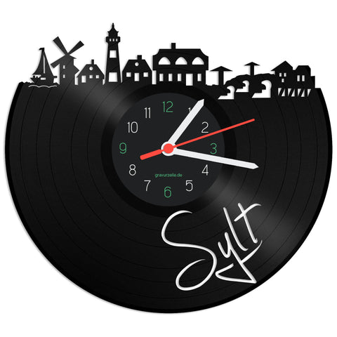 Schallplattenuhr Skyline Sylt