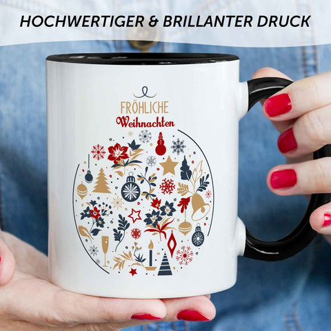 Bedruckte Tasse mit Weihnachtsmotiv - Fröhliche Weihnachtskugel