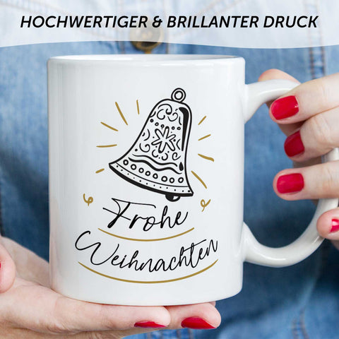 Bedruckte Tasse mit Weihnachtsmotiv im Weihnachtsglocke Design