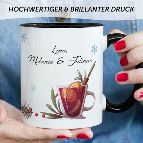 Bedruckte Tasse mit Weihnachtsmotiv - Mädels Glühwein mit Namen