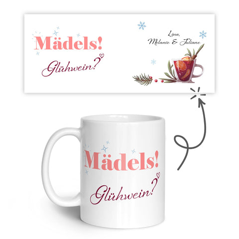 Bedruckte Tasse mit Weihnachtsmotiv - Mädels Glühwein mit Namen