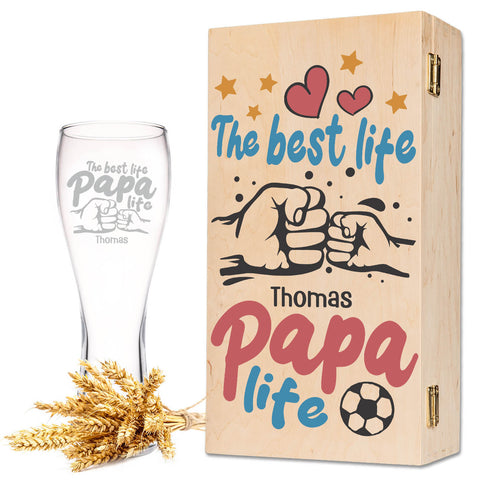Leonardo Weizenglas "The best life Papa life" mit Namen