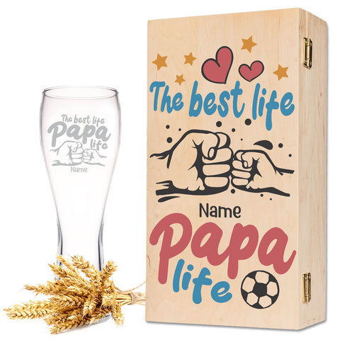 Leonardo Weizenglas "The best life Papa life" mit Namen
