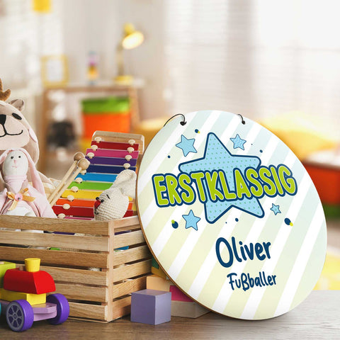Personalisiertes Türschild - Geschenk zur Einschulung - Für Jungen und Mädchen - Erstklassig