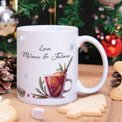 Bedruckte Tasse mit Weihnachtsmotiv - Mädels Glühwein mit Namen