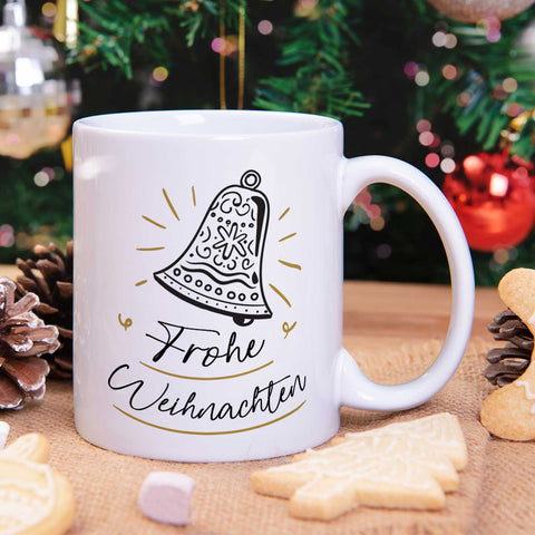 Bedruckte Tasse mit Weihnachtsmotiv im Weihnachtsglocke Design