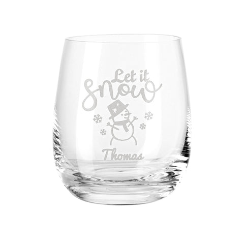 Teelicht mit Gravur - Weihnachtsdeko - Let it snow - Personalisiert mit Name