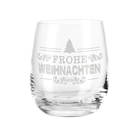 Teelicht mit Gravur - Weihnachtsdeko - Frohe Weihnachten Vintage V2
