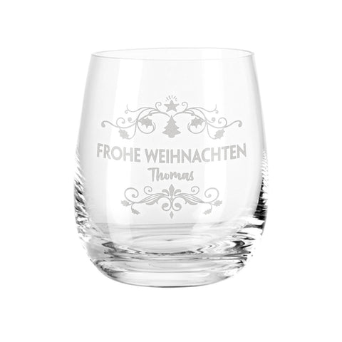 Teelicht mit Gravur - Weihnachtsdeko - Frohe Weihnachten Vintage - Personalisiert mit Name