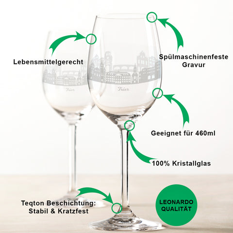 Leonardo Weingläser mit Gravur - Skyline Trier im Set