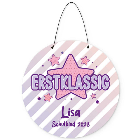Personalisiertes Türschild - Geschenk zur Einschulung - Für Jungen und Mädchen - Erstklassig