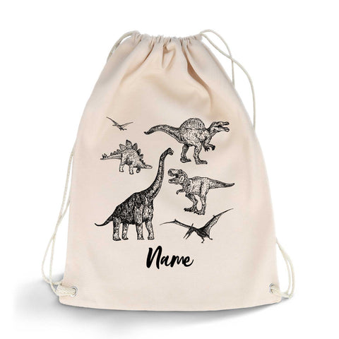 Bedruckter Turnbeutel für Kinder im Dinosaurier Skizzen Design