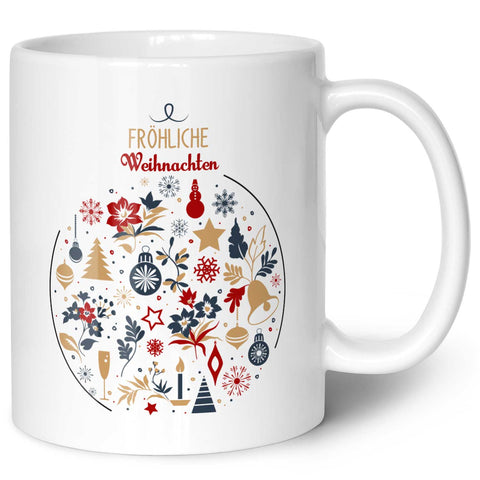 Bedruckte Tasse mit Weihnachtsmotiv - Fröhliche Weihnachtskugel