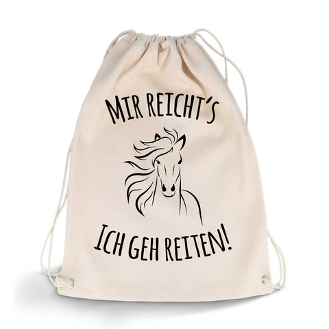 Bedruckter Turnbeutel mit Spruch Ich geh reiten