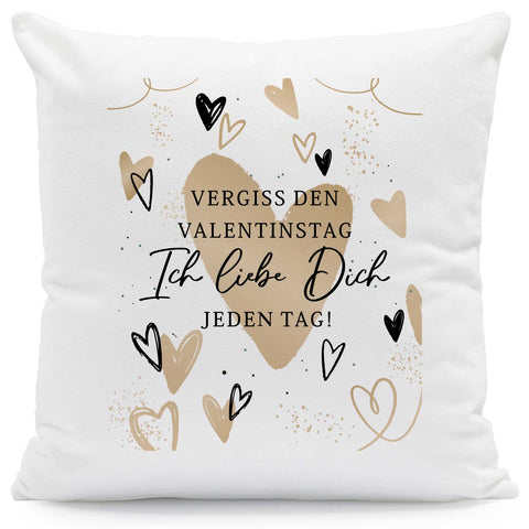 Bedrucktes Kissen mit Spruch Vergiss den Valentinstag
