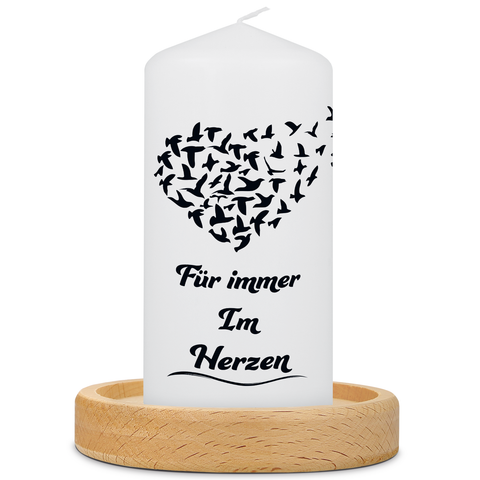 Kleine Kerze "Für immer im Herzen" - Trauerkerze