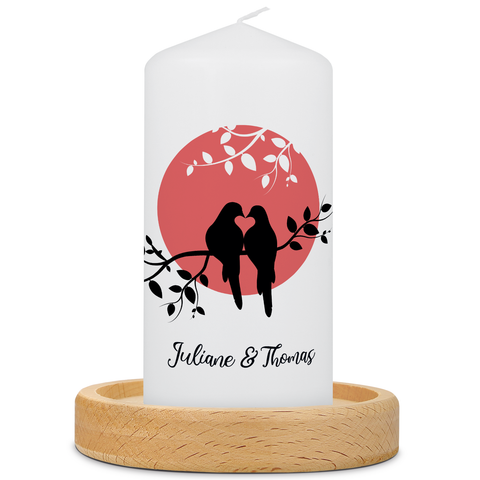 Kleine Kerze "Lovebird Sunset" für Paare mit Namen