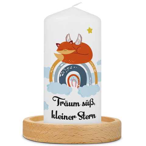 Kleine Kinder Trauerkerze "Regenbogen Fuchs"