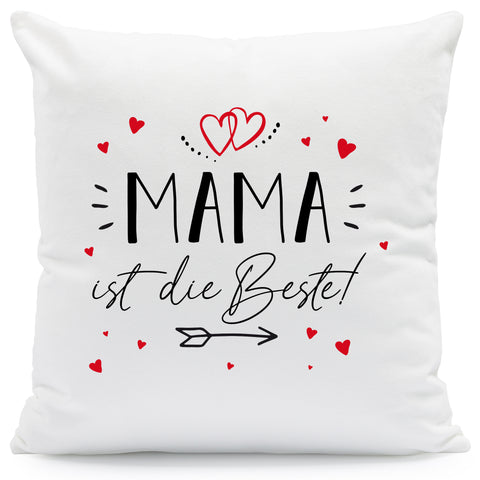 Bedrucktes Kissen mit Spruch Mama ist die Beste!
