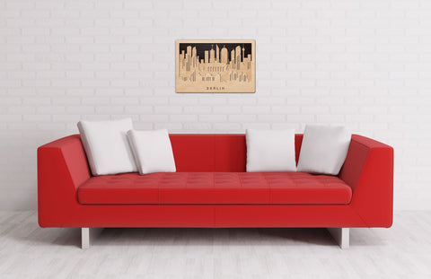 3D Wandbild aus Holz Skyline Berlin