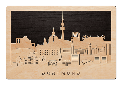 3D Wandbild aus Holz Skyline Dortmund