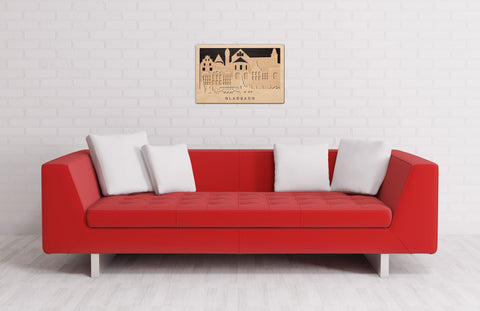 3D Wandbild aus Holz Skyline Gladbach