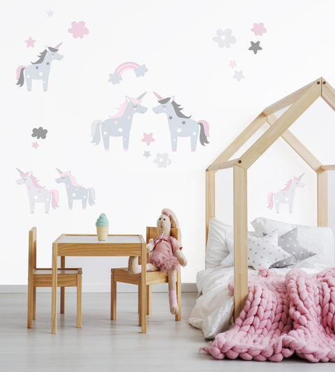 Wandsticker Set Einhorn & Sterne