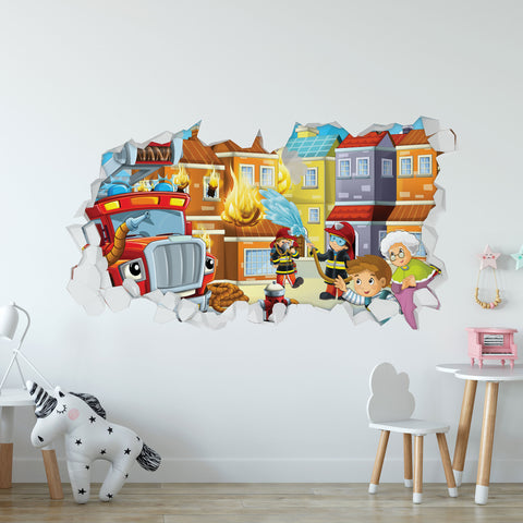 Wandtattoo Kinderzimmer Feuerwehr Design
