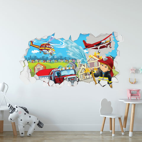 Wandtattoo Kinderzimmer Feuerwehr Design