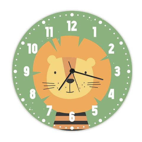 Wanduhr für Kinder im Löwen Design - mit UV Druck