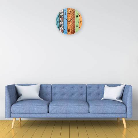 Wanduhr aus Holz Mandala - Mit UV Druck