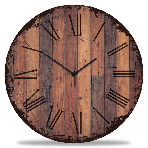 Wanduhr aus Holz Vintage Dielen