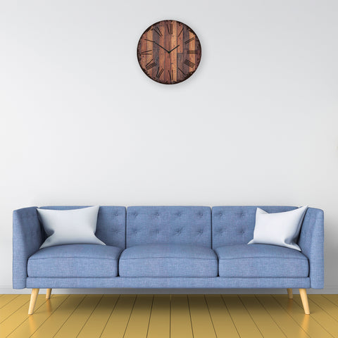 Wanduhr aus Holz Vintage Dielen - mit UV Druck