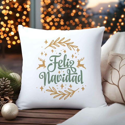 Kissen mit Weihnachtsmotiv - Feliz Navidad - Weihnachtsdeko - Geschenk für Frauen & Männer