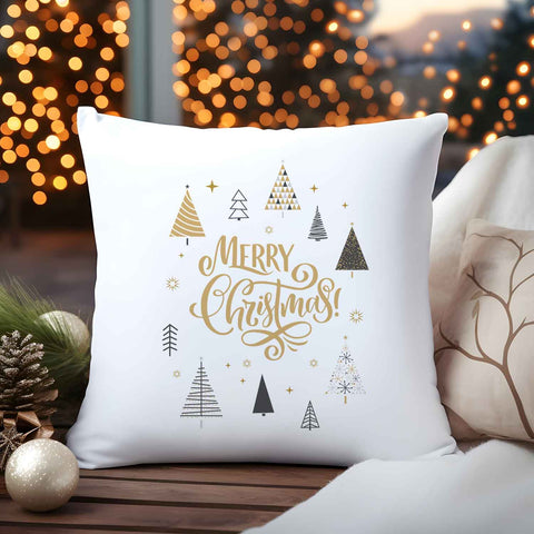 Bedrucktes Kissen mit Motiv im Weihnachtsbäume Design