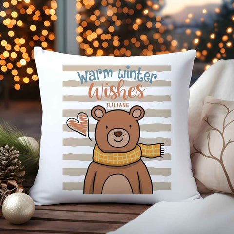 Kissen mit Weihnachtsmotiv - Warm Winter Wishes - Weihnachtsdeko - Für Frauen & Männer