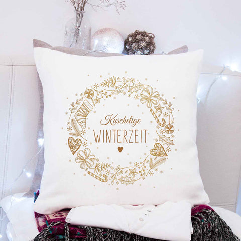 Kissen mit Weihnachtsmotiv - Kuschelige Winterzeit - Weihnachtsdeko - Geschenke für Frauen & Männer