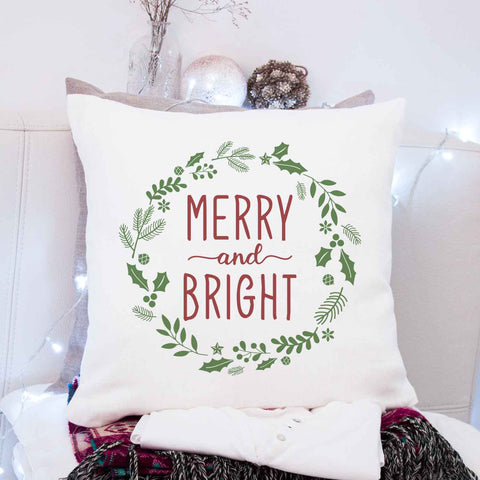 Kissen mit Weihnachtsmotiv - Merry and Bright - Weihnachtsdeko - Geschenke für Frauen & Männer