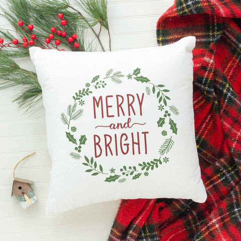 Kissen mit Weihnachtsmotiv - Merry and Bright - Weihnachtsdeko - Geschenke für Frauen & Männer