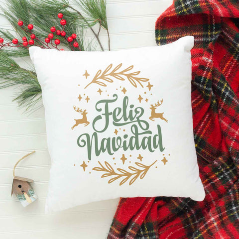 Kissen mit Weihnachtsmotiv - Feliz Navidad - Weihnachtsdeko - Geschenk für Frauen & Männer
