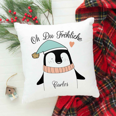 Kissen mit Weihnachtsmotiv und Name - Oh Du Fröhliche - Weihnachtsdeko - Für Frauen & Männer