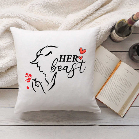 Bedrucktes Kissen mit Spruch Beauty & Beast im Set