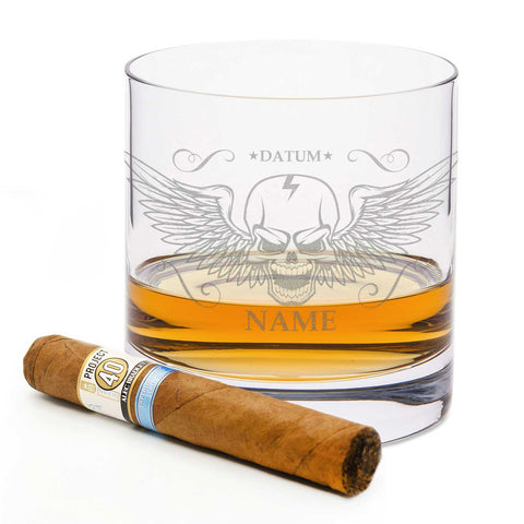 Leonardo Whiskyglas mit Gravur "Totenkopf"
