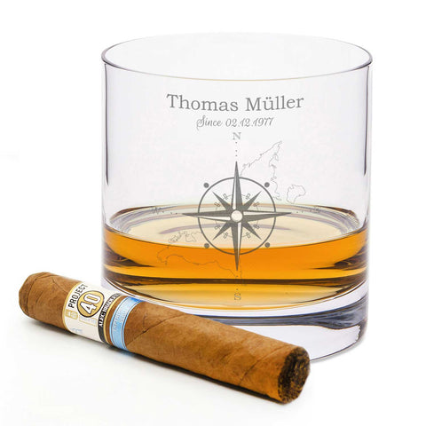 Leonardo Whiskyglas mit Gravur "Kompass"