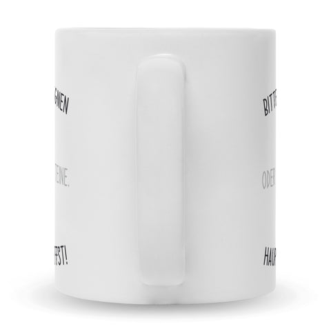 Bedruckte Tasse mit Spruch Herr lass Hirn regnen!