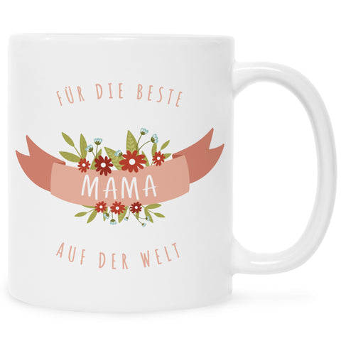 Bedruckte Tasse mit Spruch Für die beste Mama