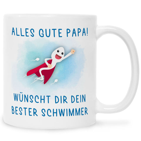 Bedruckte Tasse mit Spruch Bester Schwimmer