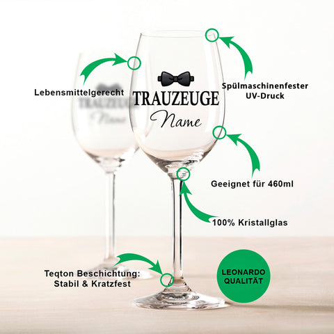 Leonardo Weinglas mit Gravur "Trauzeuge"