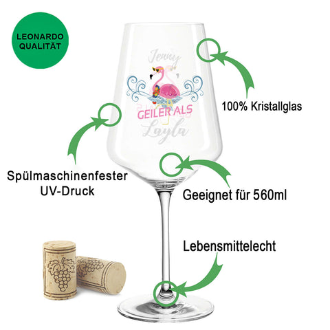 Leonardo Puccini Weinglas mit UV-Druck "Geiler als Layla" im Set