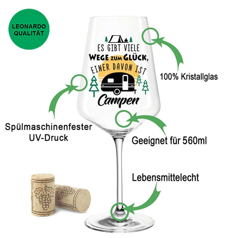 Leonardo Weingläser mit UV-Druck "Wege zum Campen"